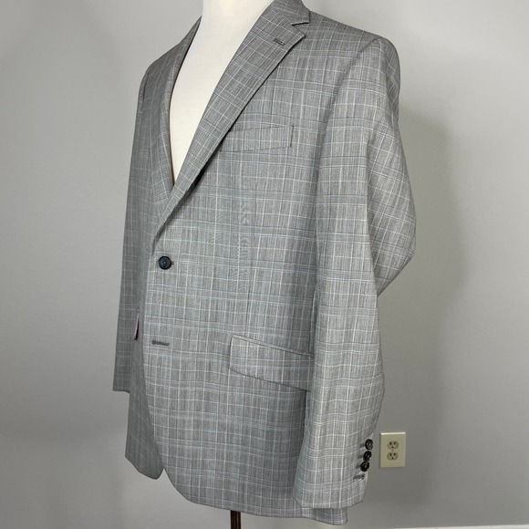 Charles Tyrwhitt Gray Plaid Prince of Wales Sport Coat 44L - Picture 3 of 10